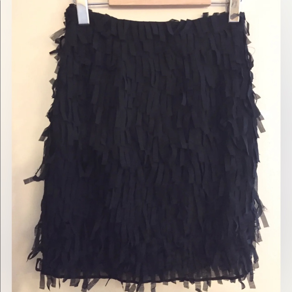 Le Chateau Women Fringe Mini Skirt Black Chiffon Size 0  Flapper Style